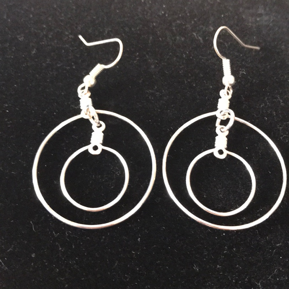 Geometric circle Statement earrings handmade hoop  1 1/2 inch when bundled new